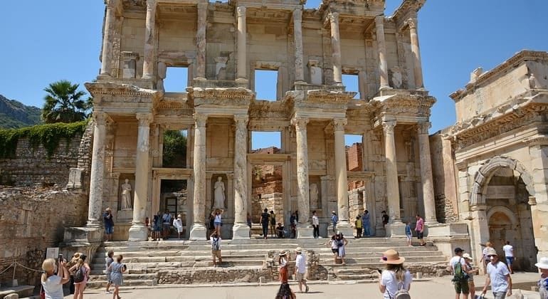 Visitors in front of the Library of Celsus at Ephesus