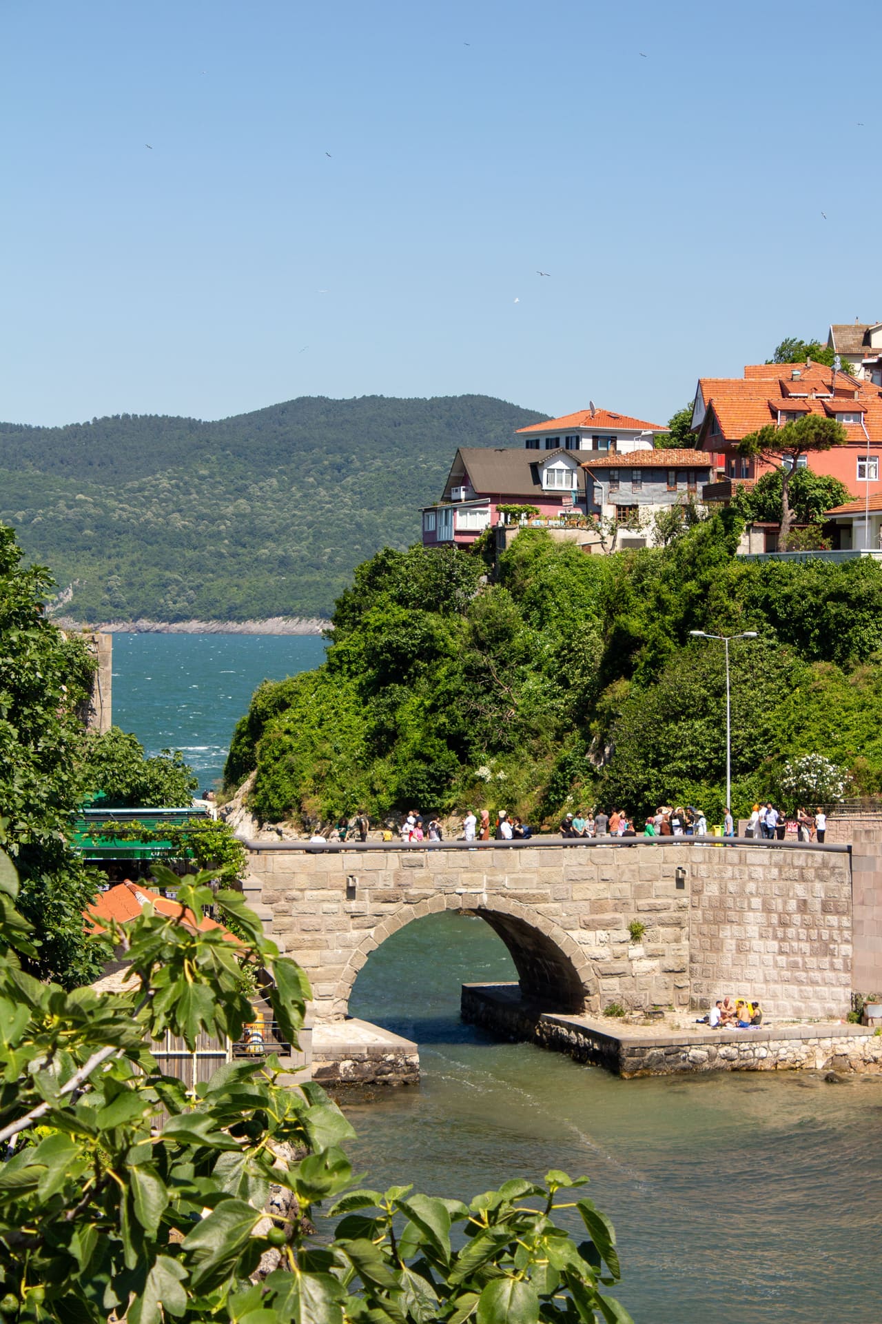 Stone bridge and sea view on the Amasra waterfront